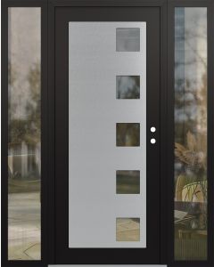Diamond C5 68" x 80" black/black clear Glass Panel stainless steel LHI with 2 Sidelites clear Glass