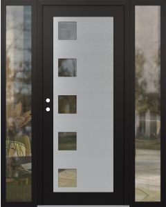 Diamond C5 68" x 80" black/black clear Glass Panel stainless steel RHI with 2 Sidelites clear Glass
