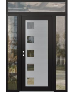 Diamond C5 60" x 96" black/black clear Glass Panel stainless steel RHI with 2 Sidelites and Transom clear Glass
