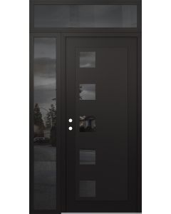 Diamond C5 48" x 96" black/black mirrored Glass Panel black RHI with Sidelite and Transom mirrored Glass