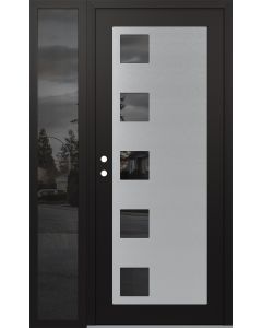 Diamond C5 52" x 80" black/black mirrored Glass Panel stainless steel RHI with Sidelite mirrored Glass