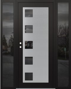 Diamond C5 60" x 80" black/black mirrored Glass Panel stainless steel RHI with 2 Sidelites mirrored Glass