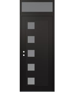 Diamond C5 36" x 96" black/white frosted Glass Panel black RHI with Transom frosted Glass