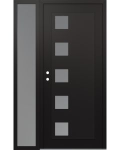 Diamond C5 50" x 80" black/white frosted Glass Panel black RHI with Sidelite frosted Glass