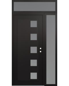 Diamond C5 48" x 96" black/white frosted Glass Panel black LHI with Sidelite and Transom frosted Glass
