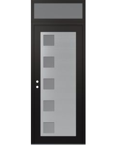 Diamond C5 36" x 96" black/white frosted Glass Panel stainless steel RHI with Transom frosted Glass