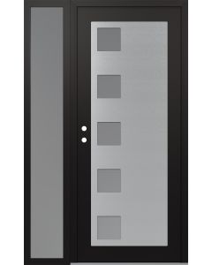 Diamond C5 52" x 80" black/white frosted Glass Panel stainless steel RHI with Sidelite frosted Glass