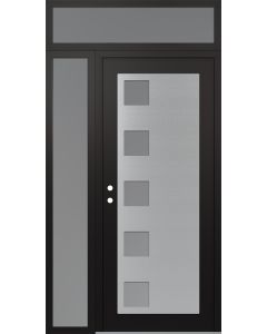 Diamond C5 50" x 96" black/white frosted Glass Panel stainless steel RHI with Sidelite and Transom frosted Glass