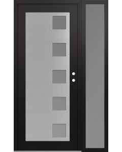 Diamond C5 50" x 80" black/white frosted Glass Panel stainless steel LHI with Sidelite frosted Glass