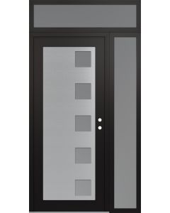 Diamond C5 48" x 96" black/white frosted Glass Panel stainless steel LHI with Sidelite and Transom frosted Glass