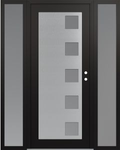 Diamond C5 60" x 80" black/white frosted Glass Panel stainless steel LHI with 2 Sidelites frosted Glass