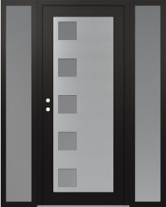 Diamond C5 64" x 80" black/white frosted Glass Panel stainless steel RHI with 2 Sidelites frosted Glass