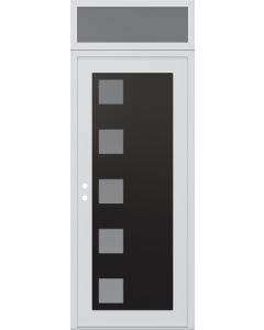 Diamond C5 36" x 96" white/white frosted Glass Panel black RHI with Transom frosted Glass