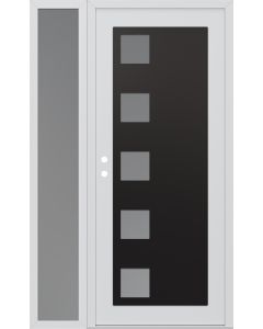 Diamond C5 52" x 80" white/white frosted Glass Panel black RHI with Sidelite frosted Glass
