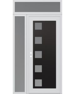 Diamond C5 52" x 96" white/white frosted Glass Panel black RHI with Sidelite and Transom frosted Glass