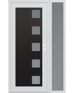 Diamond C5 52" x 80" white/white frosted Glass Panel black LHI with Sidelite frosted Glass