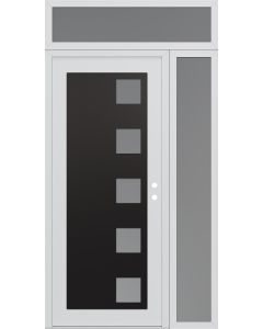 Diamond C5 52" x 96" white/white frosted Glass Panel black LHI with Sidelite and Transom frosted Glass