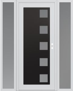Diamond C5 64" x 80" white/white frosted Glass Panel black LHI with 2 Sidelites frosted Glass