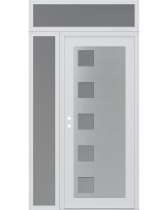 Diamond C5 52" x 96" white/white frosted Glass Panel stainless steel RHI with Sidelite and Transom frosted Glass