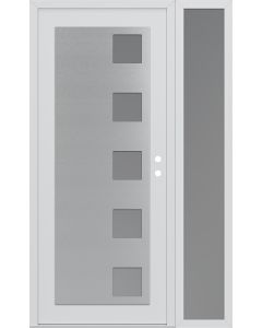 Diamond C5 52" x 80" white/white frosted Glass Panel stainless steel LHI with Sidelite frosted Glass