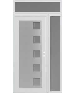 Diamond C5 52" x 96" white/white frosted Glass Panel stainless steel LHI with Sidelite and Transom frosted Glass