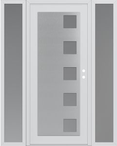 Diamond C5 64" x 80" white/white frosted Glass Panel stainless steel LHI with 2 Sidelites frosted Glass
