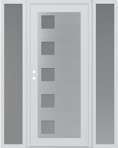 Diamond C5 64" x 80" white/white frosted Glass Panel stainless steel RHI with 2 Sidelites frosted Glass