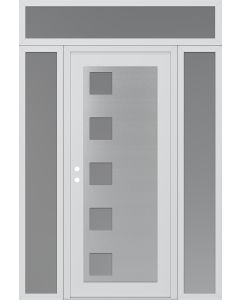 Diamond C5 64" x 96" white/white frosted Glass Panel stainless steel RHI with 2 Sidelites and Transom frosted Glass