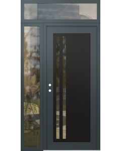 Diamond C6 48" x 96" anthracite/anthracite clear Glass Panel black RHI with Sidelite and Transom clear Glass