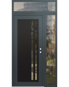 Diamond C6 48" x 96" anthracite/anthracite clear Glass Panel black LHI with Sidelite and Transom clear Glass