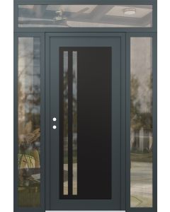 Diamond C6 68" x 96" anthracite/anthracite clear Glass Panel black RHI with 2 Sidelites and Transom clear Glass