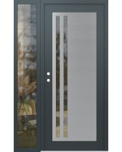 Diamond C6 52" x 80" anthracite/anthracite clear Glass Panel stainless steel RHI with Sidelite clear Glass