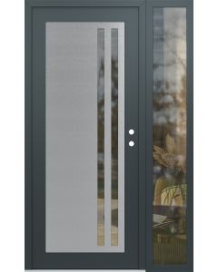 Diamond C6 52" x 80" anthracite/anthracite clear Glass Panel stainless steel LHI with Sidelite clear Glass