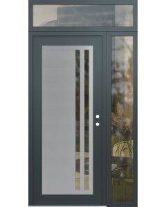 Diamond C6 52" x 96" anthracite/anthracite clear Glass Panel stainless steel LHI with Sidelite and Transom clear Glass