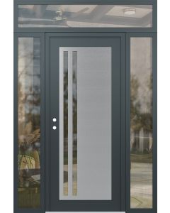 Diamond C6 60" x 96" anthracite/anthracite clear Glass Panel stainless steel RHI with 2 Sidelites and Transom clear Glass