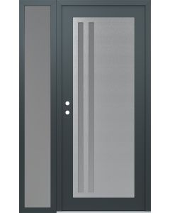 Diamond C6 50" x 80" anthracite/anthracite frosted Glass Panel stainless steel RHI with Sidelite frosted Glass