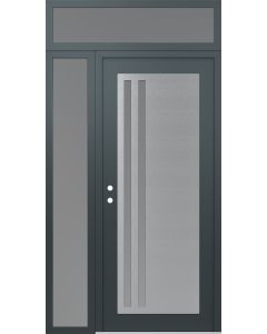 Diamond C6 50" x 96" anthracite/anthracite frosted Glass Panel stainless steel RHI with Sidelite and Transom frosted Glass