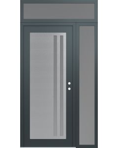 Diamond C6 50" x 96" anthracite/anthracite frosted Glass Panel stainless steel LHI with Sidelite and Transom frosted Glass