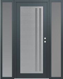 Diamond C6 68" x 80" anthracite/anthracite frosted Glass Panel stainless steel LHI with 2 Sidelites frosted Glass