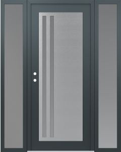 Diamond C6 68" x 80" anthracite/anthracite frosted Glass Panel stainless steel RHI with 2 Sidelites frosted Glass