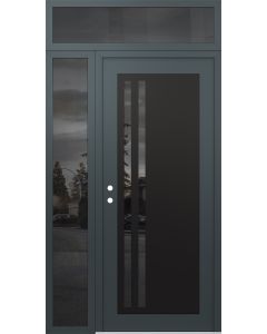 Diamond C6 50" x 96" anthracite/anthracite mirrored Glass Panel black RHI with Sidelite and Transom mirrored Glass