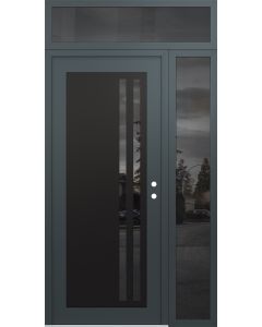 Diamond C6 50" x 96" anthracite/anthracite mirrored Glass Panel black LHI with Sidelite and Transom mirrored Glass
