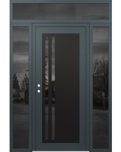 Diamond C6 64" x 96" anthracite/anthracite mirrored Glass Panel black RHI with 2 Sidelites and Transom mirrored Glass