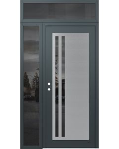 Diamond C6 50" x 96" anthracite/anthracite mirrored Glass Panel stainless steel RHI with Sidelite and Transom mirrored Glass