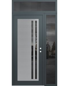 Diamond C6 50" x 96" anthracite/anthracite mirrored Glass Panel stainless steel LHI with Sidelite and Transom mirrored Glass