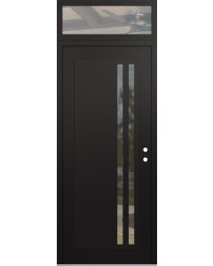 Diamond C6 36" x 96" black/black clear Glass Panel black LHI with Transom clear Glass