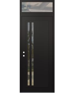 Diamond C6 36" x 96" black/black clear Glass Panel black RHI with Transom clear Glass