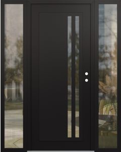 Diamond C6 60" x 80" black/black clear Glass Panel black LHI with 2 Sidelites clear Glass