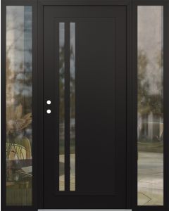 Diamond C6 68" x 80" black/black clear Glass Panel black RHI with 2 Sidelites clear Glass