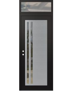 Diamond C6 36" x 96" black/black clear Glass Panel stainless steel RHI with Transom clear Glass
